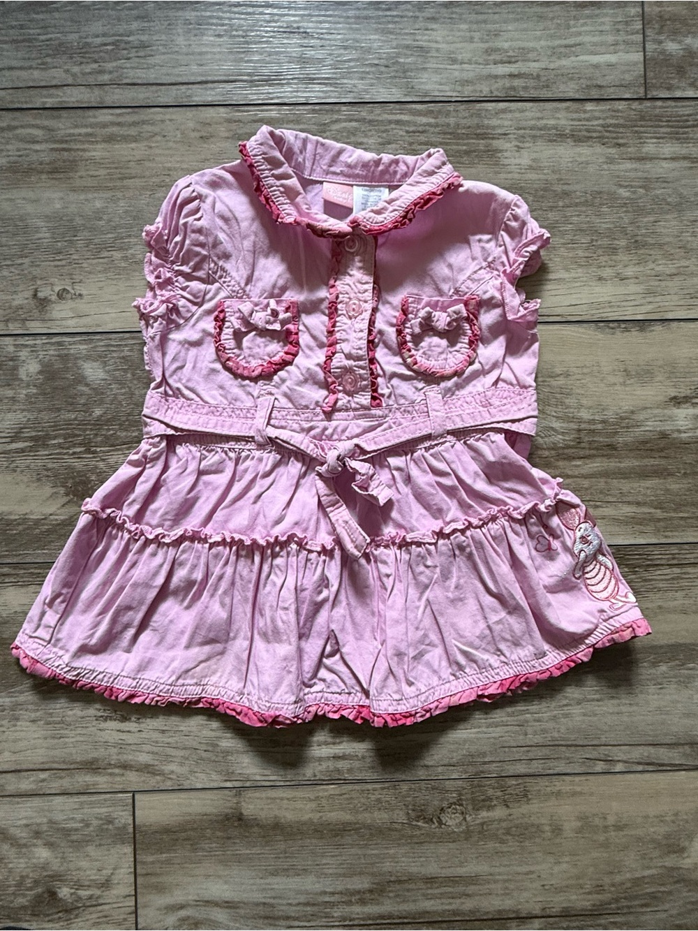 Disney Baby Piglet Pink Ruffle Dress with Belted Waist